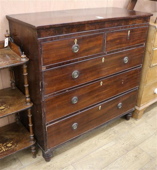 A George III mahogany chest of five drawers W.114cm